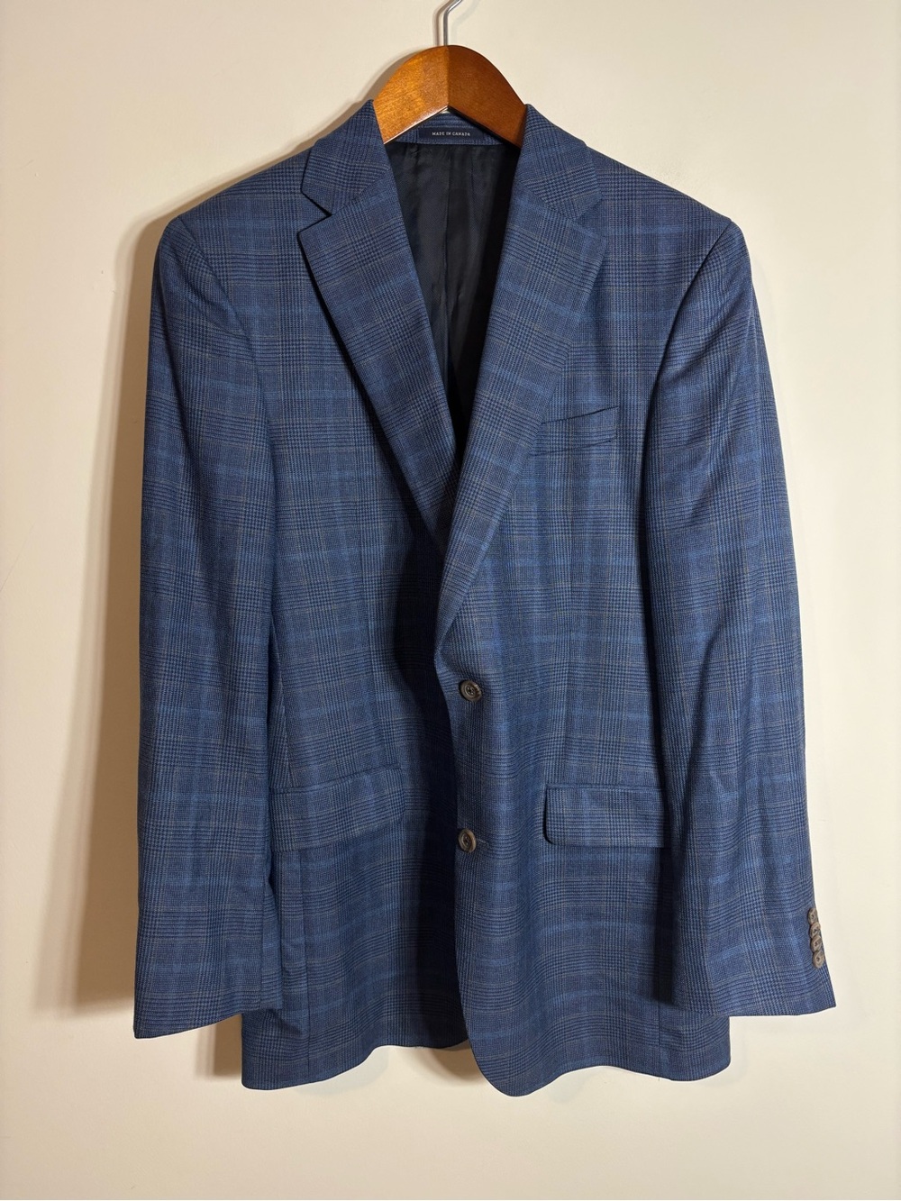 Cremieux Loro Piana Wool Blazer Blue Plaid 40L Canada